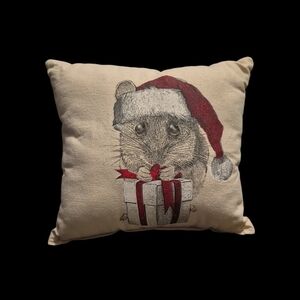 Maya Pickles Christmas Decorative  Pillow 13"×14" Santa Mouse
